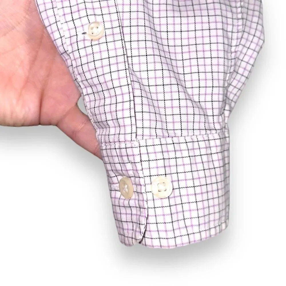 Polo Ralph Lauren White & Purple Check Button Down Shirt 15.5 M